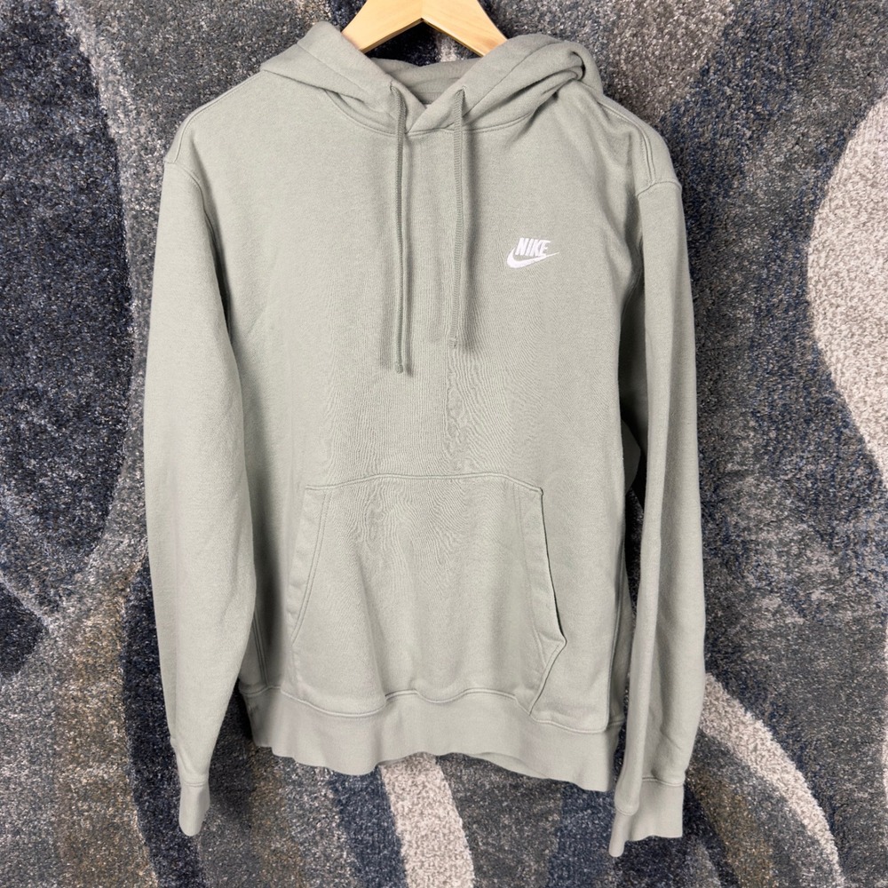 Nike Sportswear Club Fleece Hoodie Mens Medium Sage Green Embroidered Logo